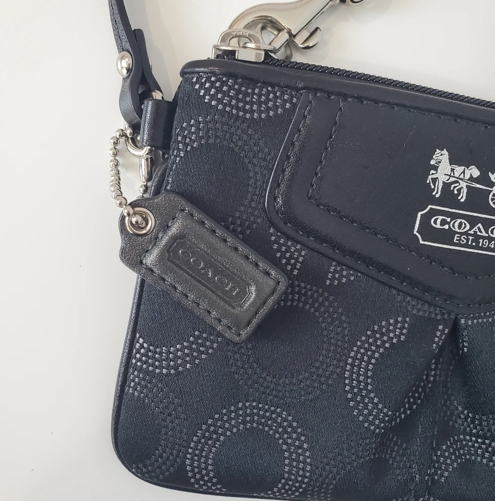 COACH Black Signature Wristlet Pouch
